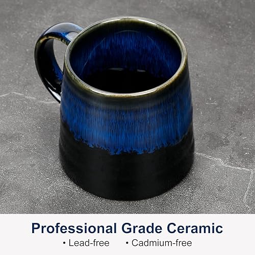 Miniatura 3 de Taza de café grande de cerámica de 15 onzas, hecha a mano, taza de té grande de cerámica para la oficina y el hogar, apta para microondas y