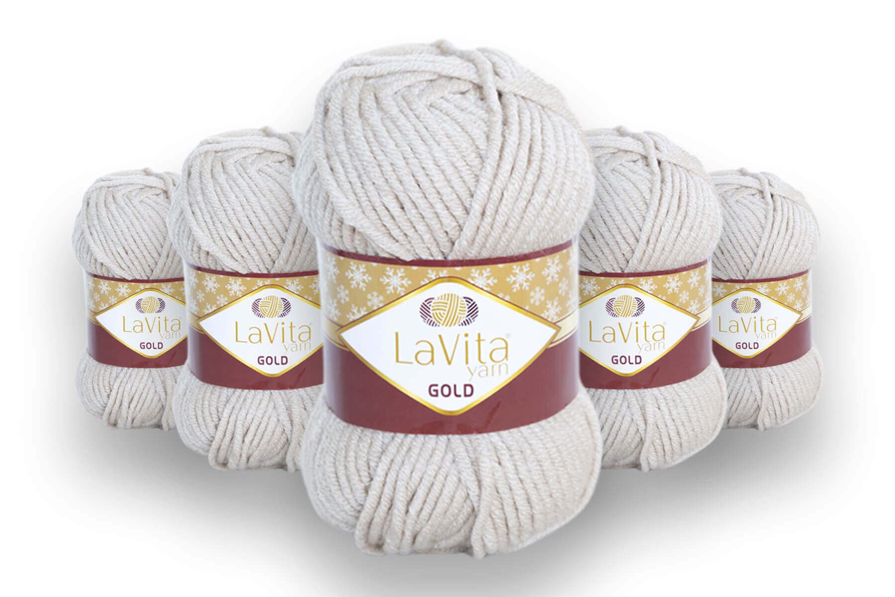 LaVita Yarn Gold Hand Knitting Yarn 5-Pieces Pack 100% Acrylic Yarn, 1 Ball 100 gr, 100 mt (0553)