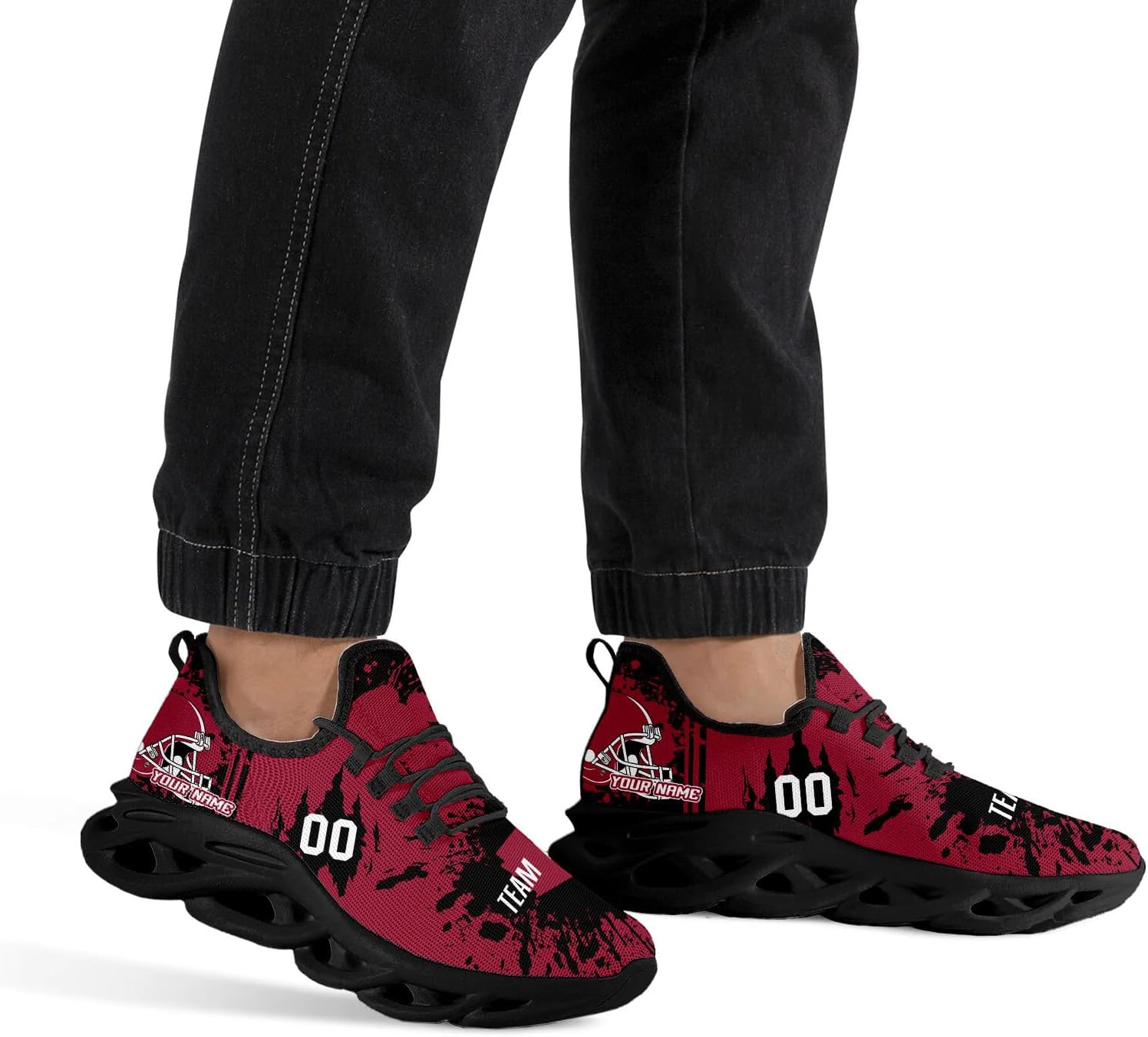 Custom Football Flex Sneakers City Map Shoes for Men Women Personalized Name Number Fans Gifts Athletic Breathable Casual Black - Image 8