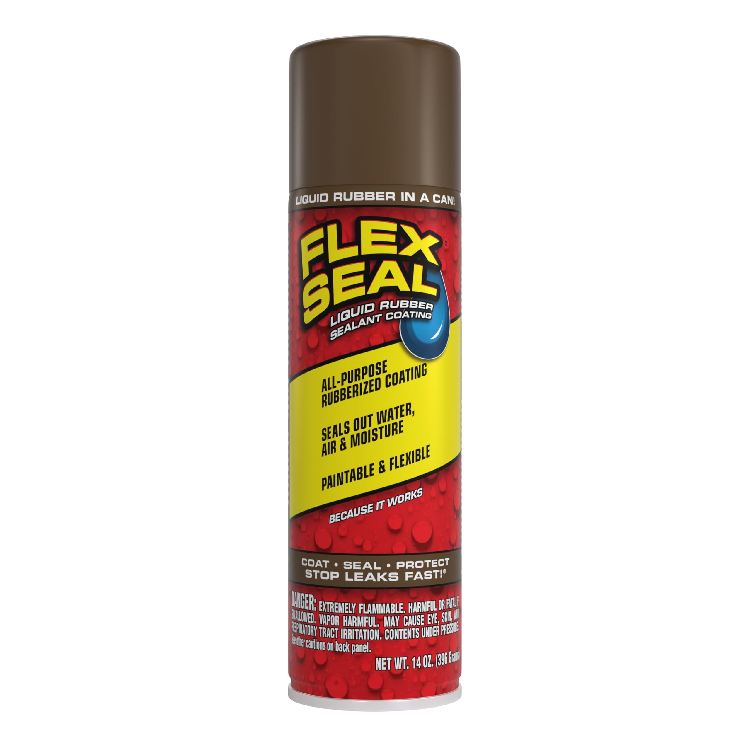 Flex Seal Spray Rubber Sealant Coating, Waterproof, Brown, 14 oz, 1-Pack