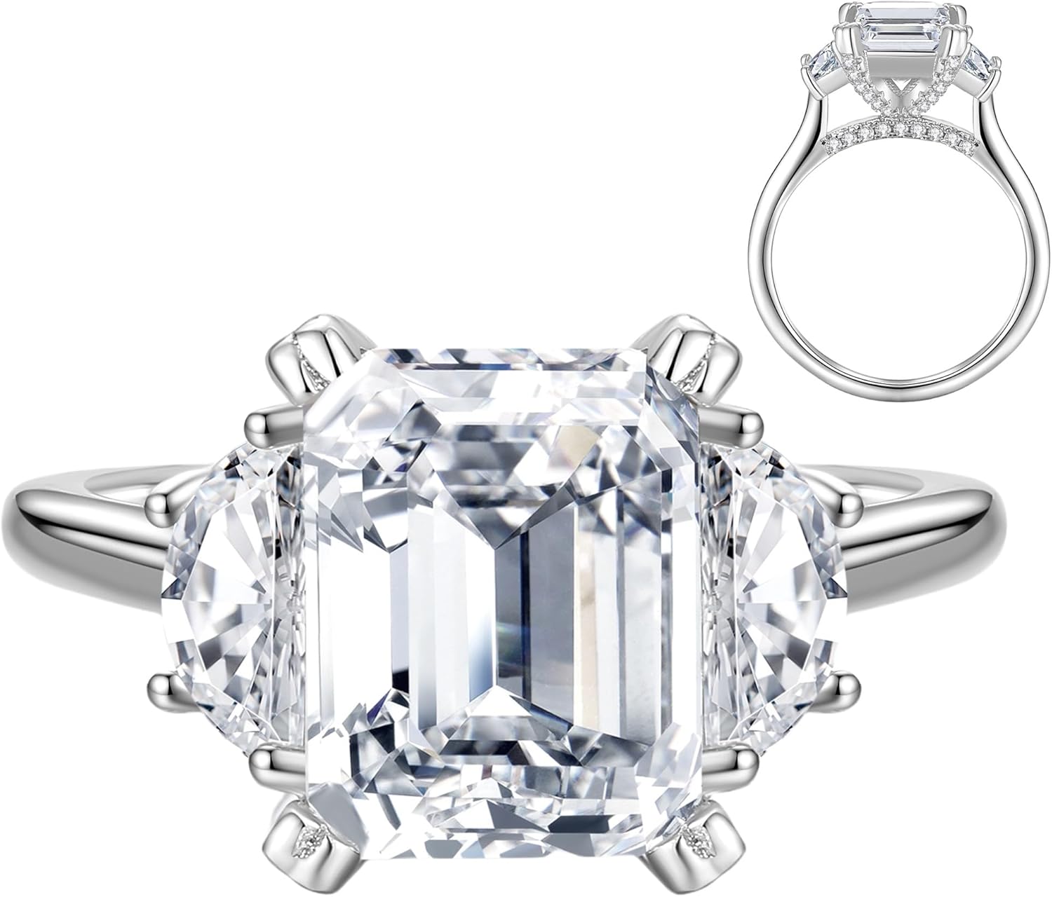 3 Carat Moissanite Diamond Engagement Rings for Women, 925 Sterling Silver plated with 18K White Gold Solitaire Wedding Band with Gift Box, Eternity Promise Rings for Wife Girlfriend for Anniversary Christmas Gift