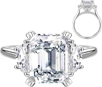 Anillo De Compromiso De Tres Piedras Con Moissanita En Plata De Ley 925 Para Regalo De Mujer
