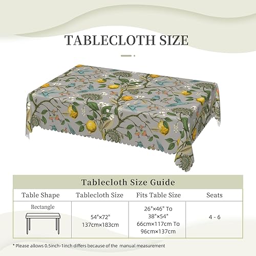 Miniatura 5 de Aimeryup Lemon Bird Leaf Table Cloth Rectangle Table,Waterproof Tablecloth Rectangle Table Cloth Tablecloths for 6 Foot Rectangle Tables manteles de