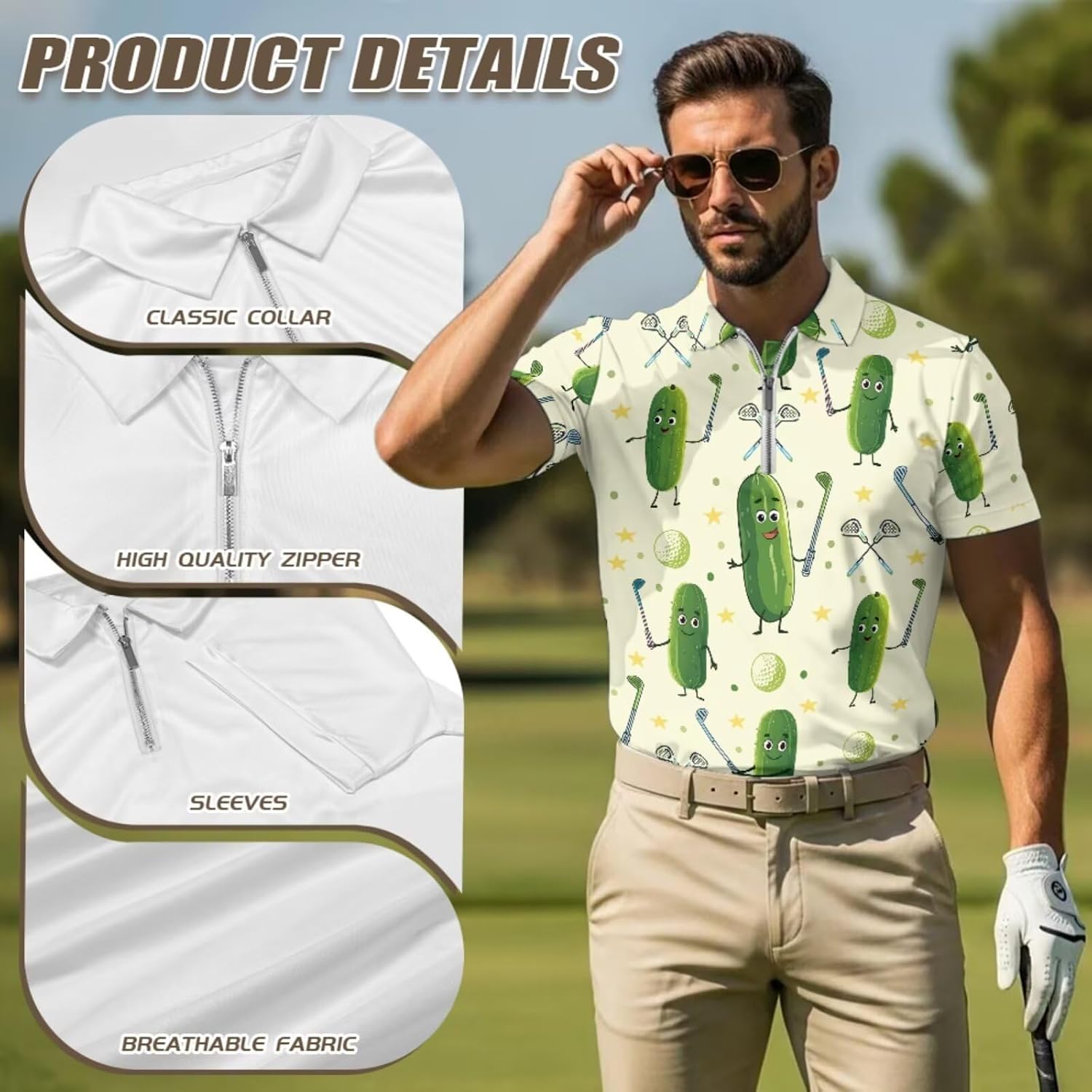 INSTANTARTS Couple Matching Outfit Mens Golf Shirts 1/4 Zip Up Quick-Dry Workout Tops and Sleeveless Golf Shirts for Women