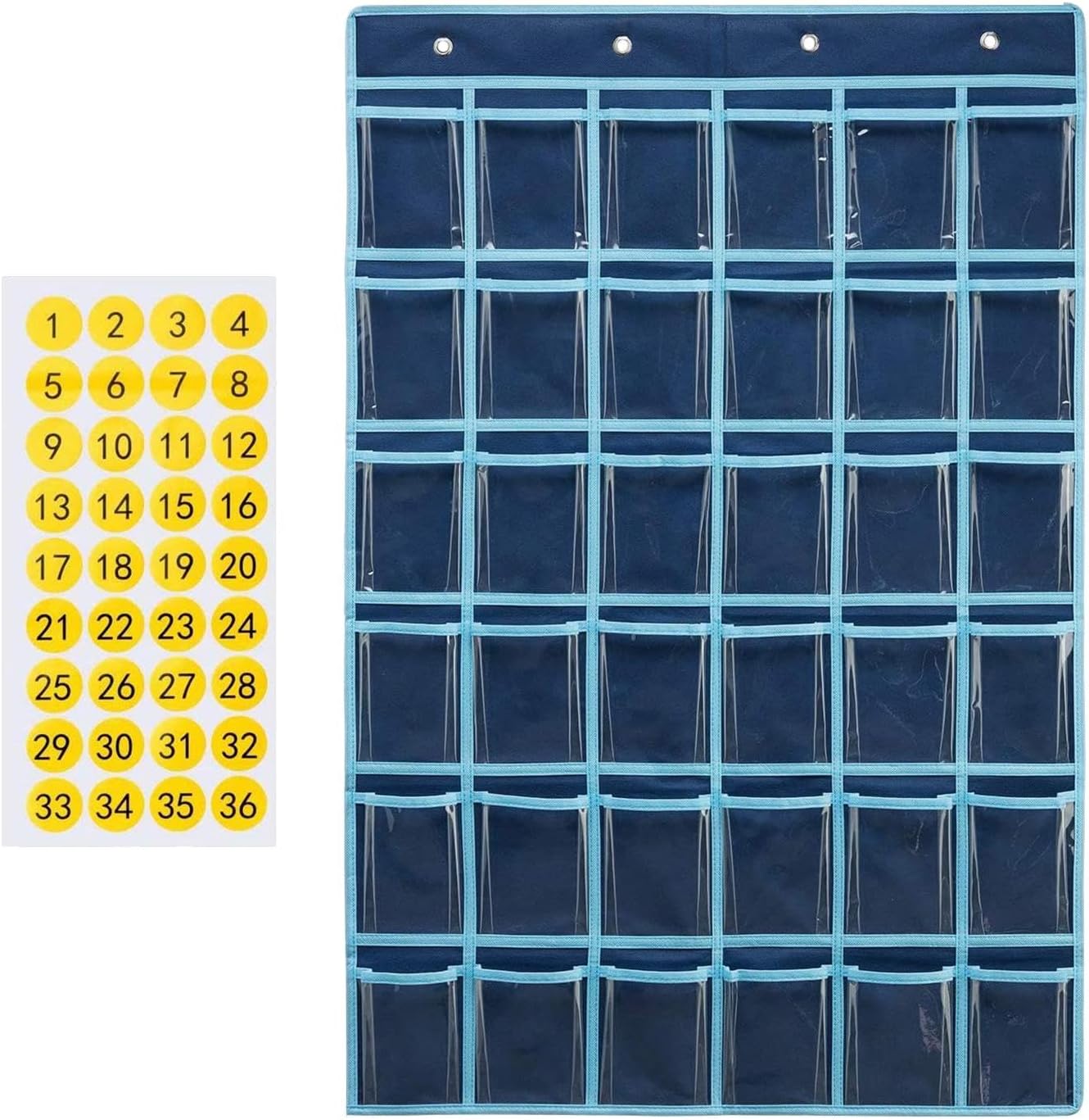 Classroom Pocket Chart Wall Hanging with 36 Pockets Durable Pocket Organizer Navy Blue |Home & Garden | Kids & Teens at Home | School Supplies | Teaching Supplies