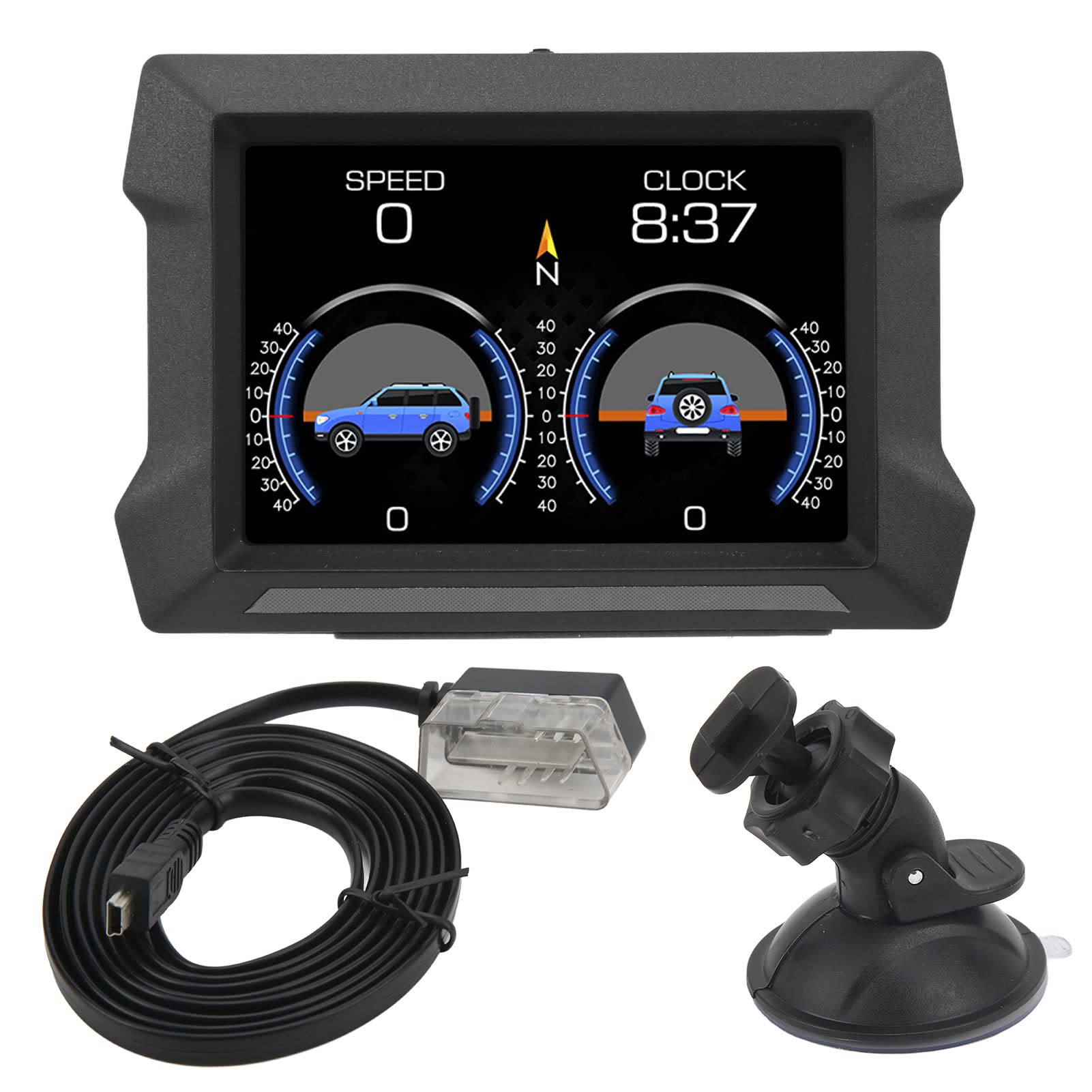 HUD para automóvil, Pantalla de indicador GPS OBD2 universal, velocímetro digital para automóvil con medidor de pendiente, advertencia de sobrevelocidad, HUD inteligente