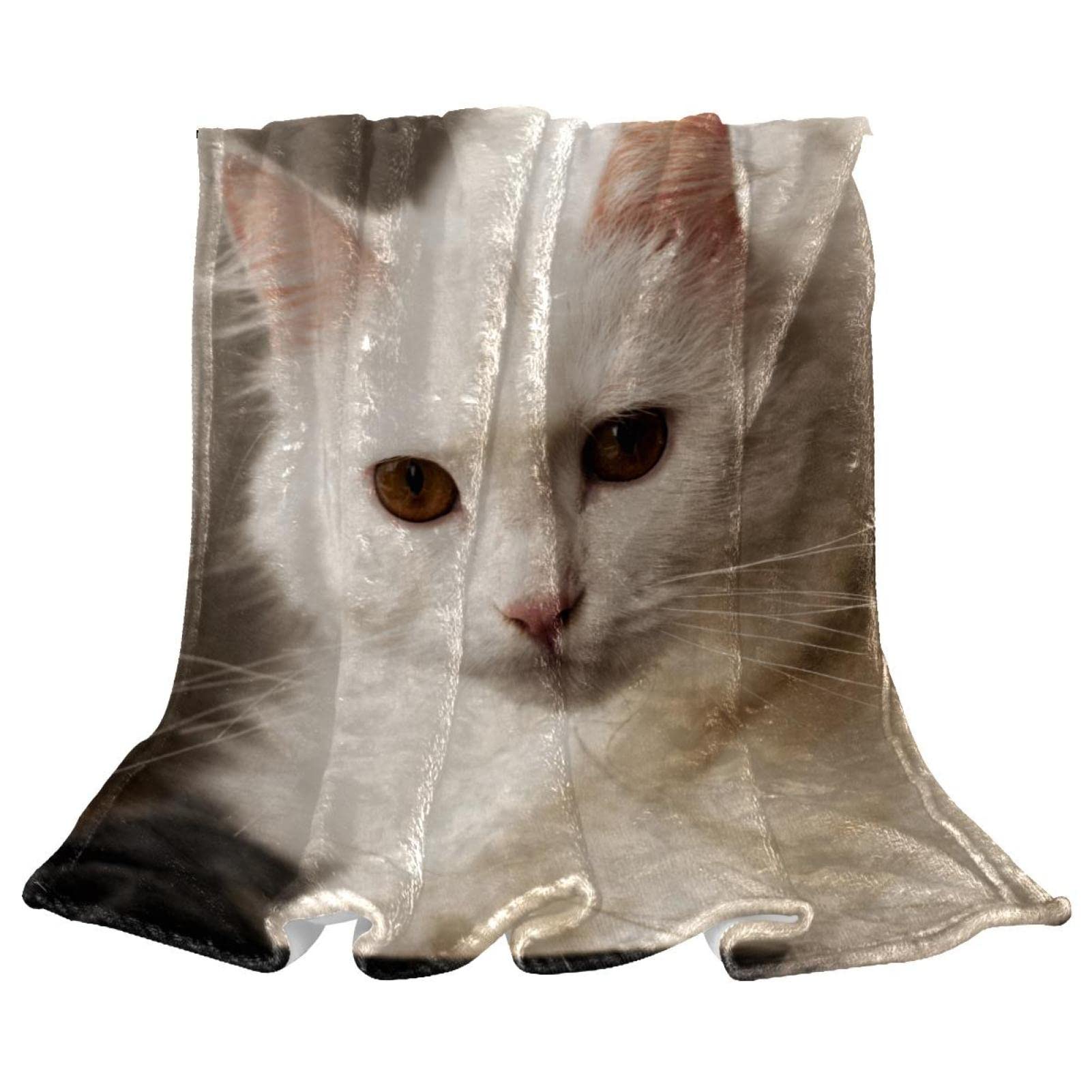 Couverture polaire chat blanc pour lit et canapé de chambre TBOUOBT