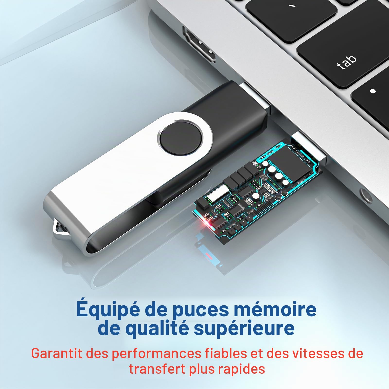 Cle USB 4 Go Lot de 20 Clés USB 2.0 Flash Drive Stockage Rotation Disque Mémoire Stick Clé USB Lot 4Go Stockage Données avec Lumière LED,Noir