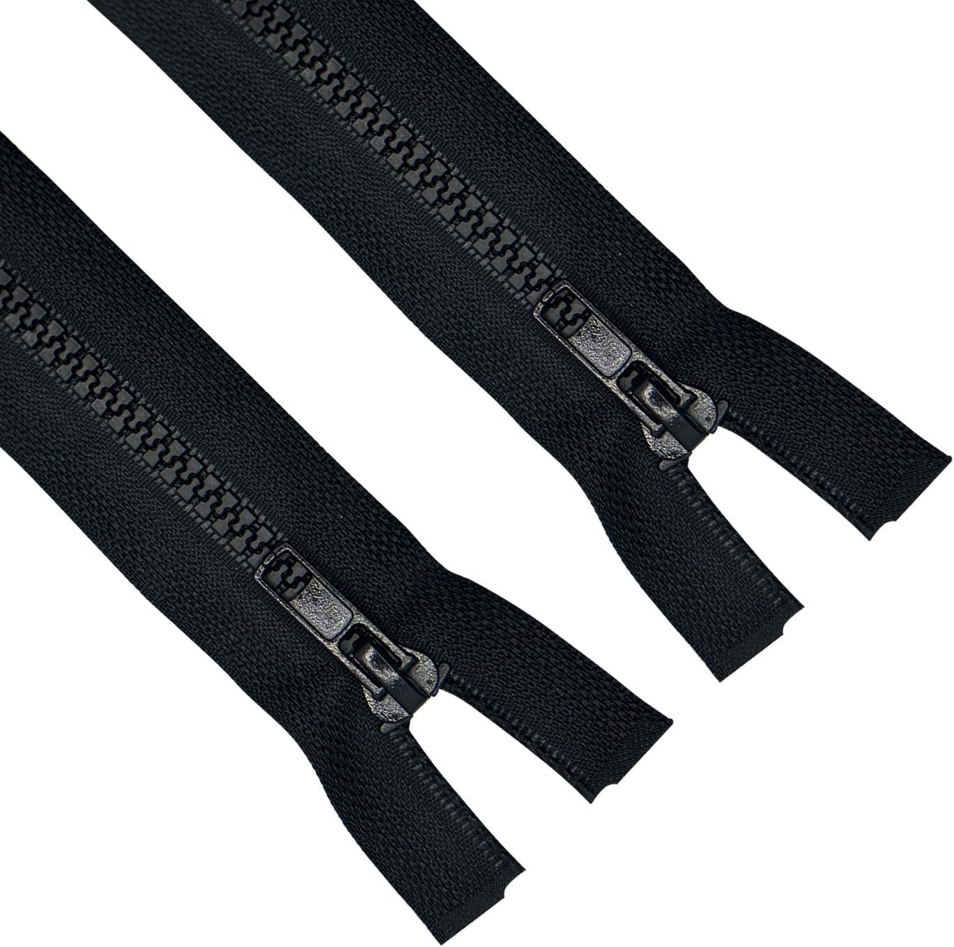 ANPURZII 2PCS #5 10 Inch Black Separating Jacket Zippers for Sewing Coats, Molded Plastic Bulk Zippers(Black 10" 2PCS)