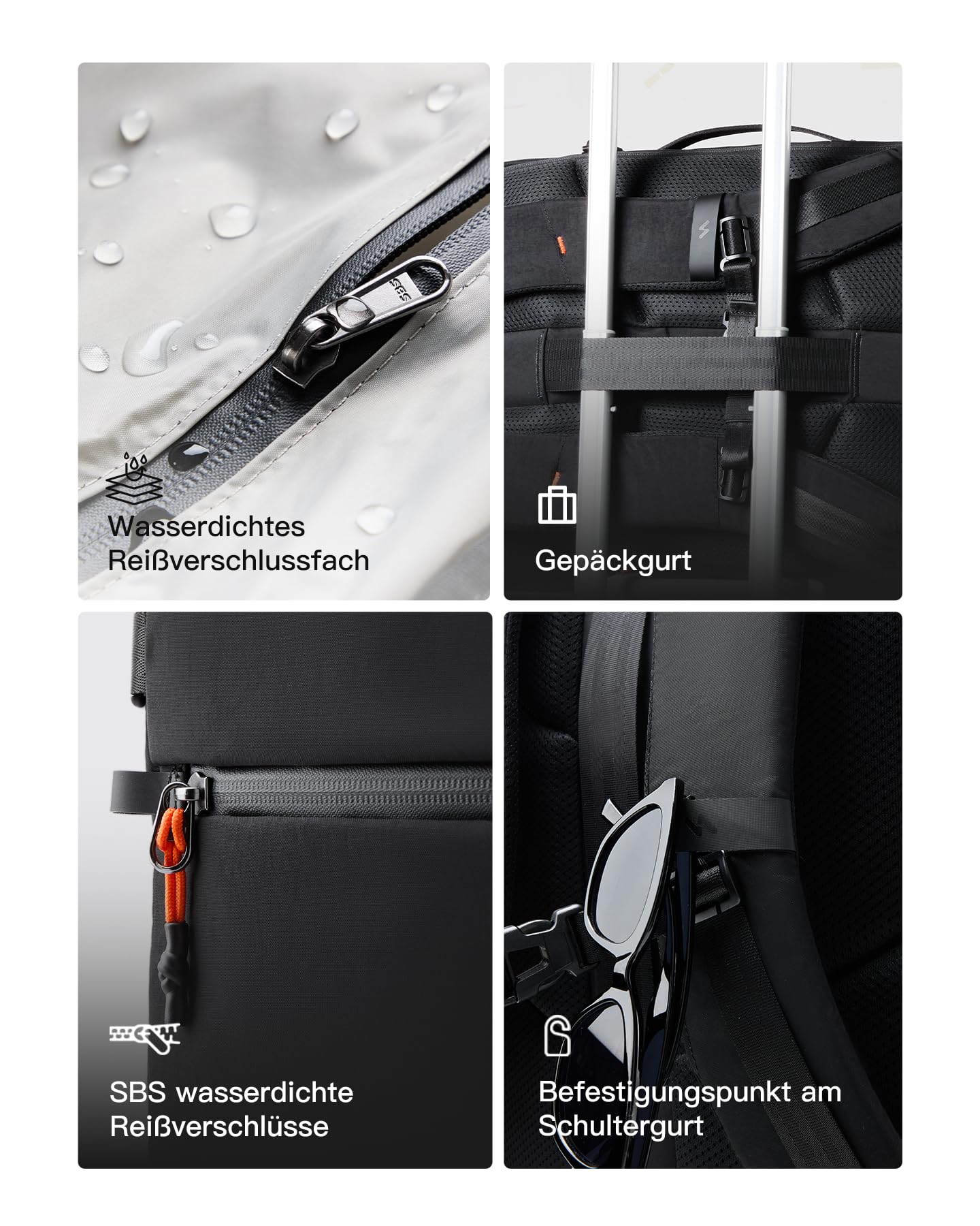 Inateck Leichter Reiserucksack 38.5-46L, Erweiterbarer Handgepäck Rucksack | Spritzwassergeschützt TSATravel Backpack Herren für 16 Zoll Laptop, Hauptfach um 180° öffnen, für Business, Weekender Trip