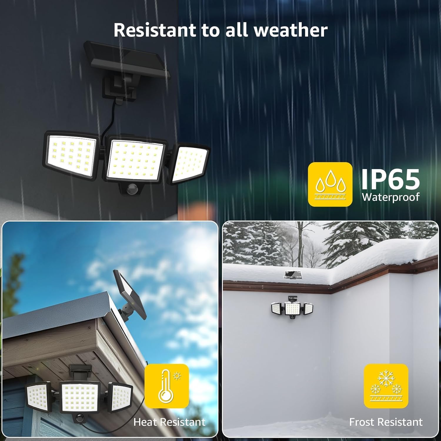 Lepro Solarlampen für Außen mit Bewegungsmelder, 1000LM IP65 Solarleuchte Aussen mit Separatem Solarmodul & 3 Verstellbarer Kopf, Solar Außenleuchte Wandleuchte 270 ° Winkel Außenlampe