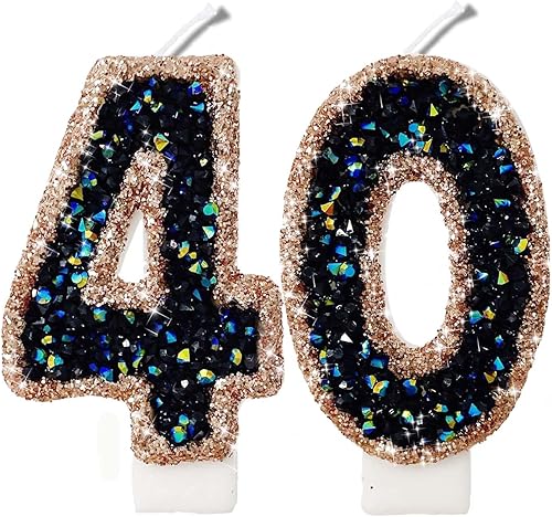 Miniatura 161 de Velas de números con purpurina de oro rosa de 2.8 pulgadas, muchos colores, regalos de cumpleaños de 22 años, velas de cumpleaños, velas de números