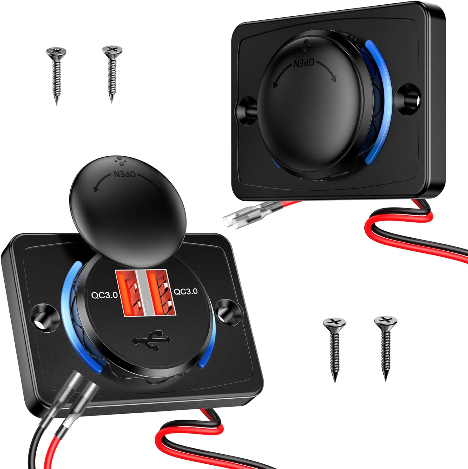 Electop RV USB Outlet 12V Wall Mount(2 Pack), Quick Charge