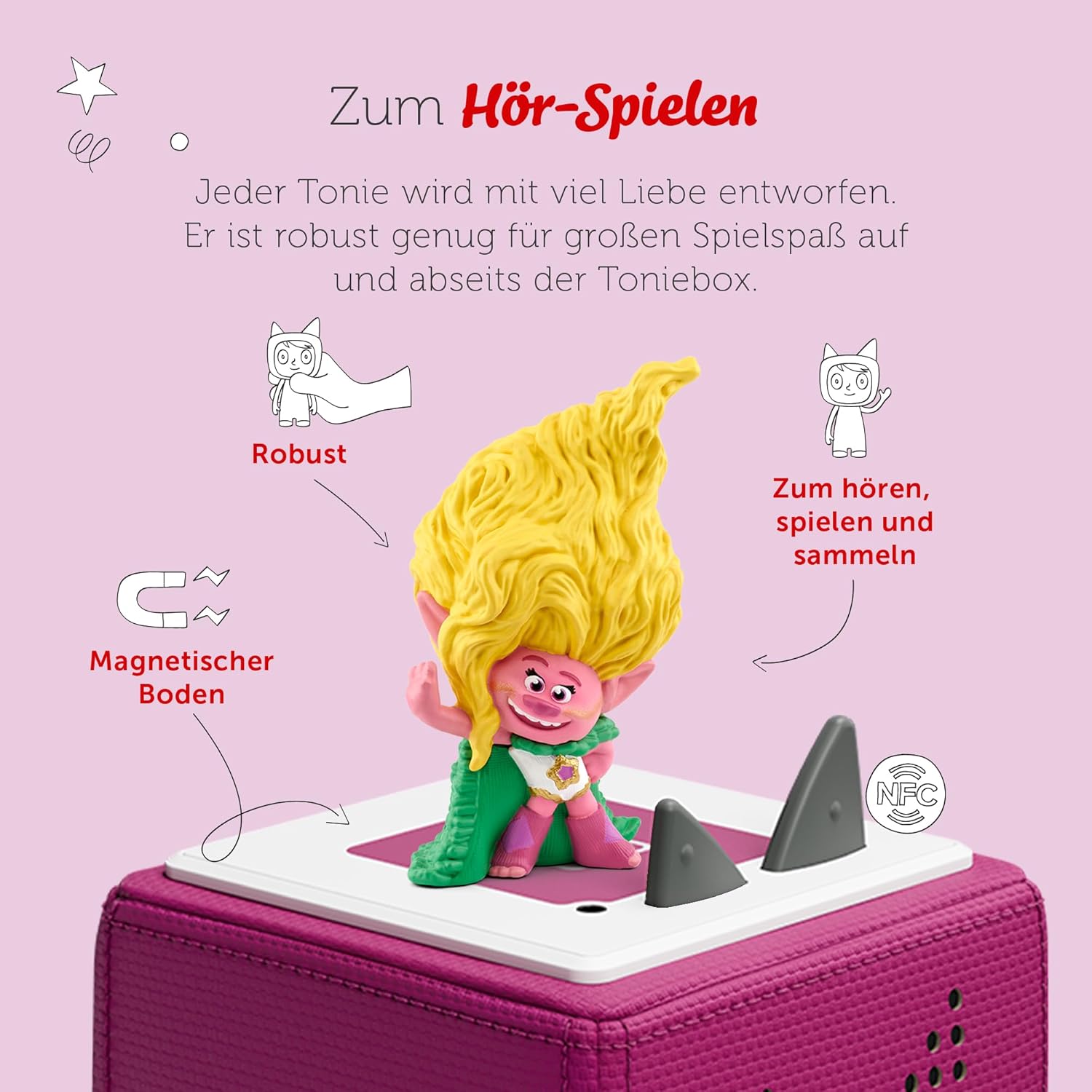 Tonies Audio Figures for Toniebox, Trolls Viva - Together Stark, Audio Play for Children from 5 Years, Playing Time Approx. 70 Minutes