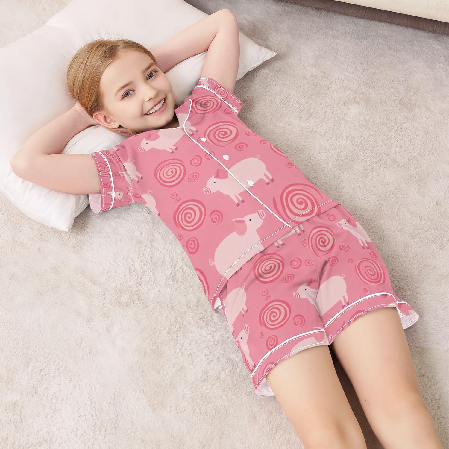 Silk Pajamas Sets Soft Satin 2 Piece Pjs Set Short Sleeve Sleepwear Nightwear