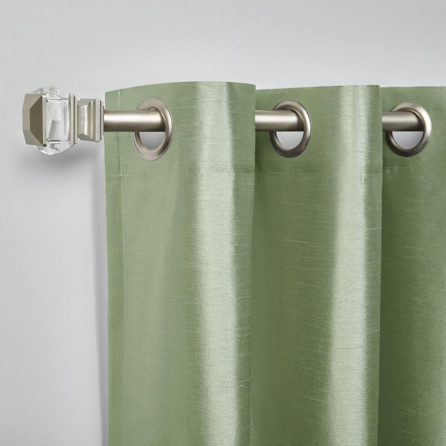 Exclusive Home Chatra Faux Silk Grommet Top Curtain Panel Pair, 54"x96", Sage