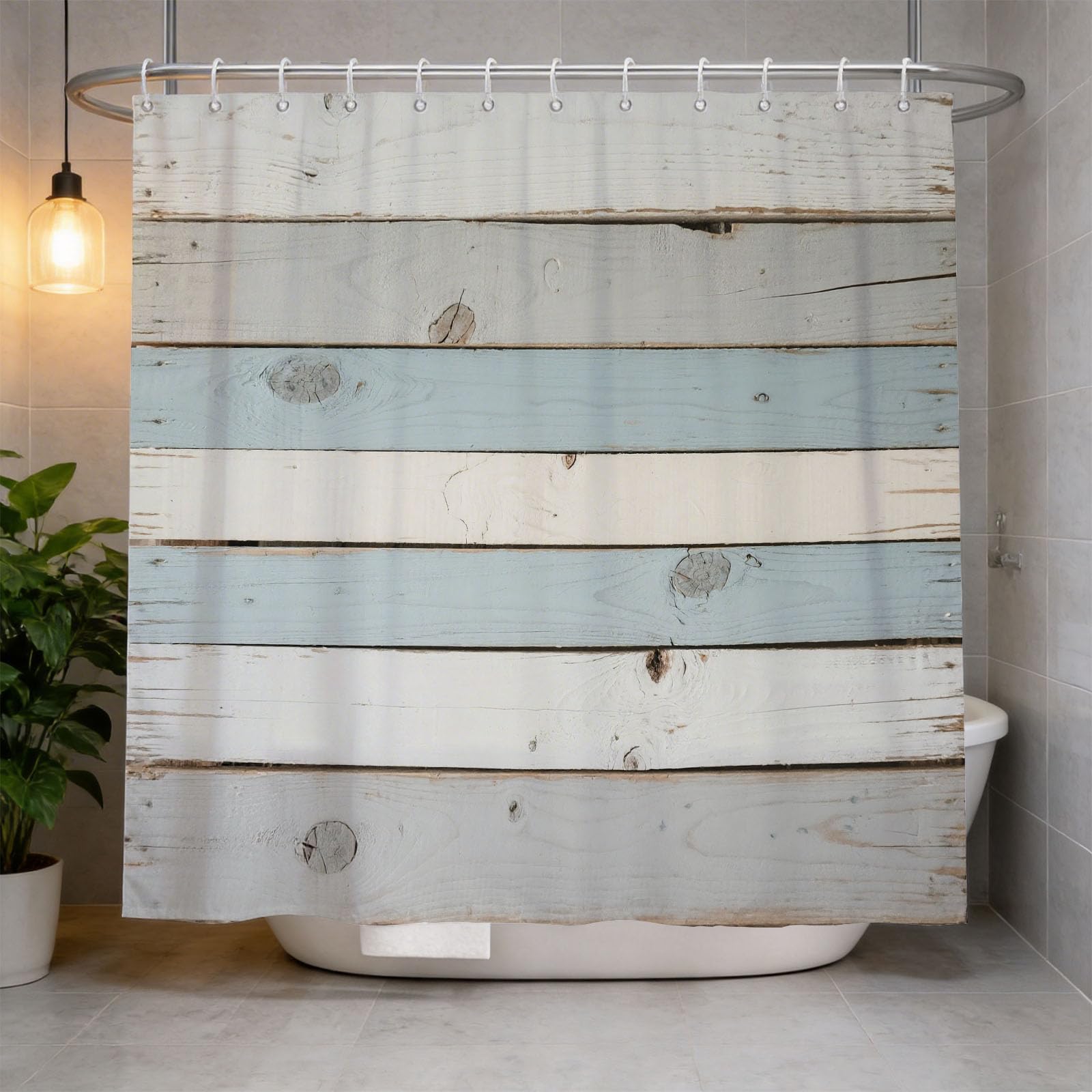 Hongduo 3D Wooden Plank Shower Curtain for Stalls Bathtubs Rustic Planks Bathroom Decor Shower Curtain Set Polyester Fabric Waterproof 120x180cm/48X71 Inch with Hooks