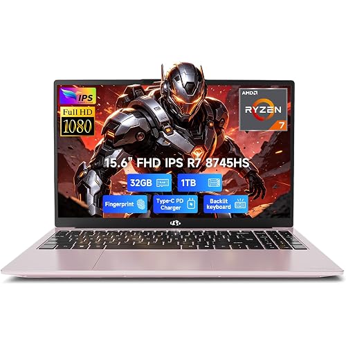 NIMO 15.6" Gaming-Laptop, AMD Ryzen 7 8745HS 32GB DDR5 RAM 1TB SSD (Beat i7-1360P, up to 4.9GHz) Radeon 780M GPU, FHD 100W Fast PD USB4 for AI Multitasking Streaming Creators Business, 2-Yr-Warranty