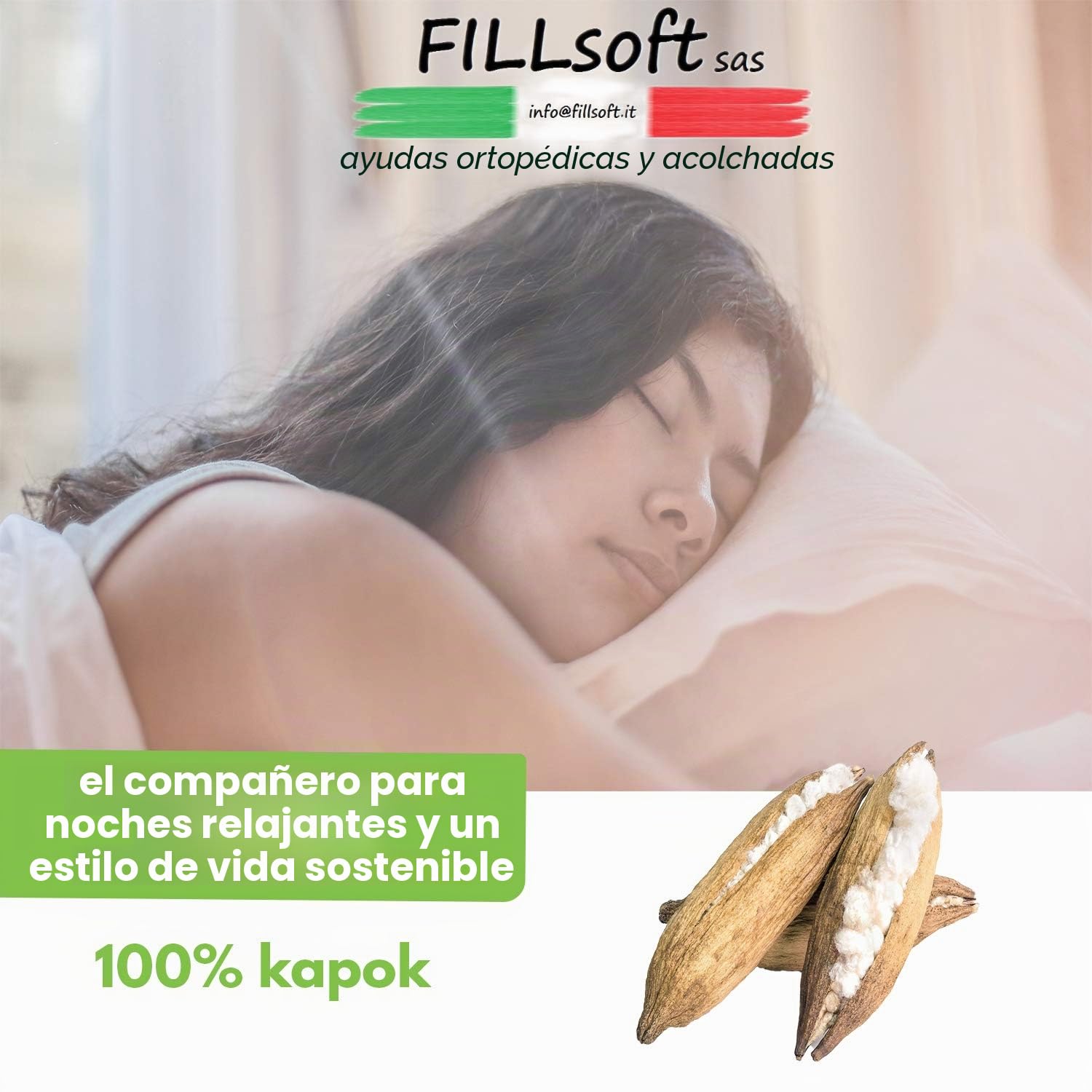 Almohada Vegano Fabricada en Tejido KAPOK y Gots
