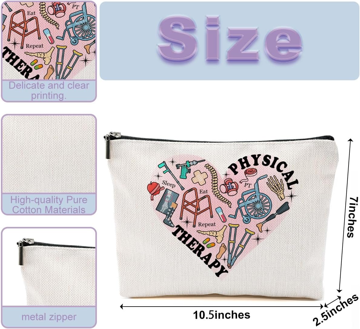 Physical Therapy Gifts Physical Therapist Gifts Physical Therapy Makeup Bag for Physiotherapist Women Female Sister Girl Coworker Cosmetic Bag Toiletry Bag Zipper Pouch Christmas Birthday Graduation image 2