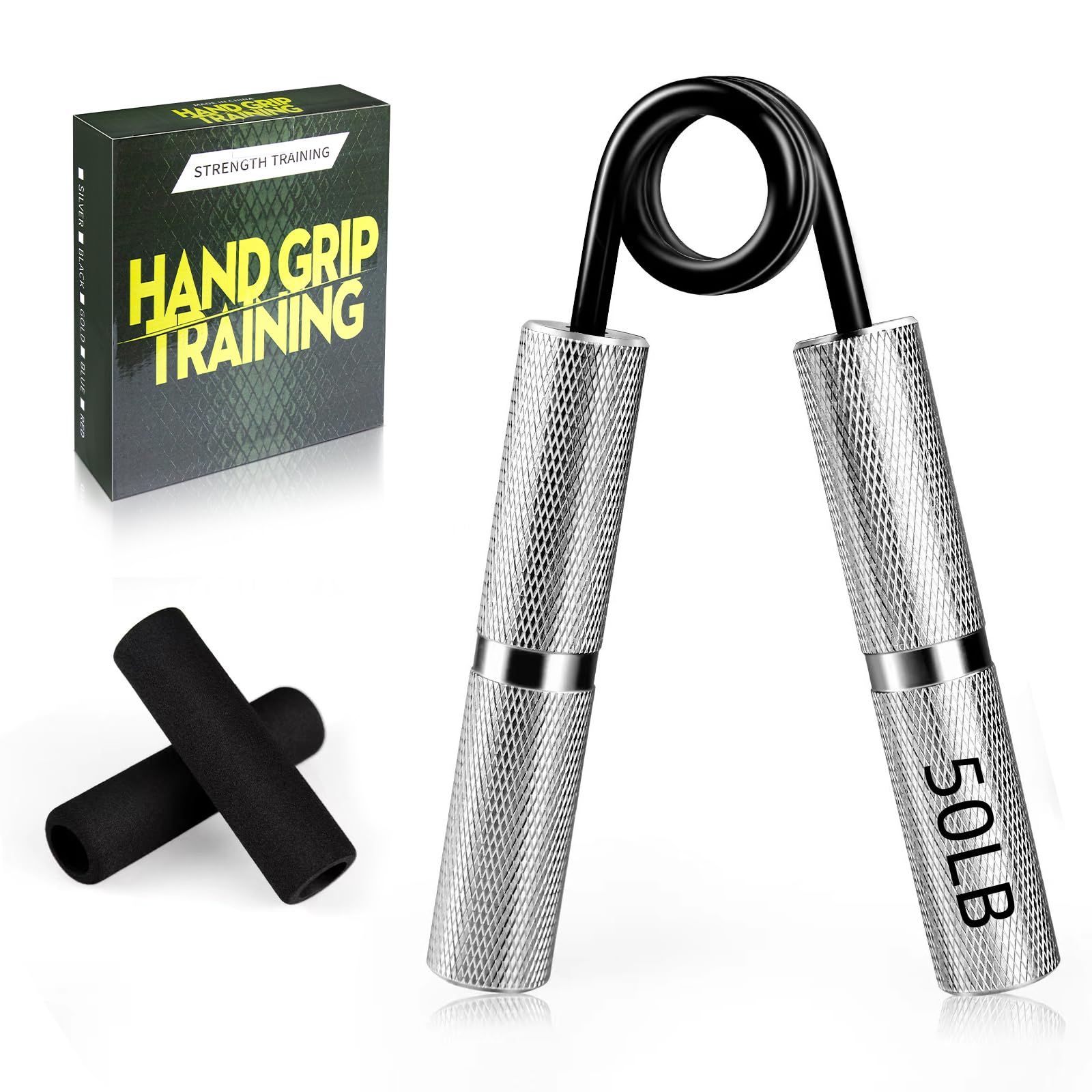 UUJOME Metal Grip Strength Trainer 50lb - Hand Gripper Strengthener Slip Resistant - Grip Trainer Forearm Strengthener for Muscle Building, Hand Sensitivity Training, Hand Rehabilitation Exercising