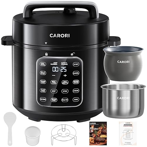 CARORI 9-in-1 Electric Pressure Cooker 6 Qt, Dual Inner Pots,