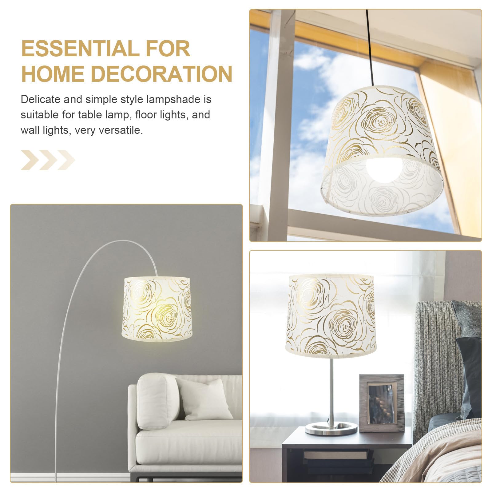 Pantalla de Lámpara Simple de Gasa y Hierro para Mesa y Pie | Pantalla de Luces, Pequeña Cubierta de Luz, Suministro de Lámpara, Sombra Clara, Decoracion Verano