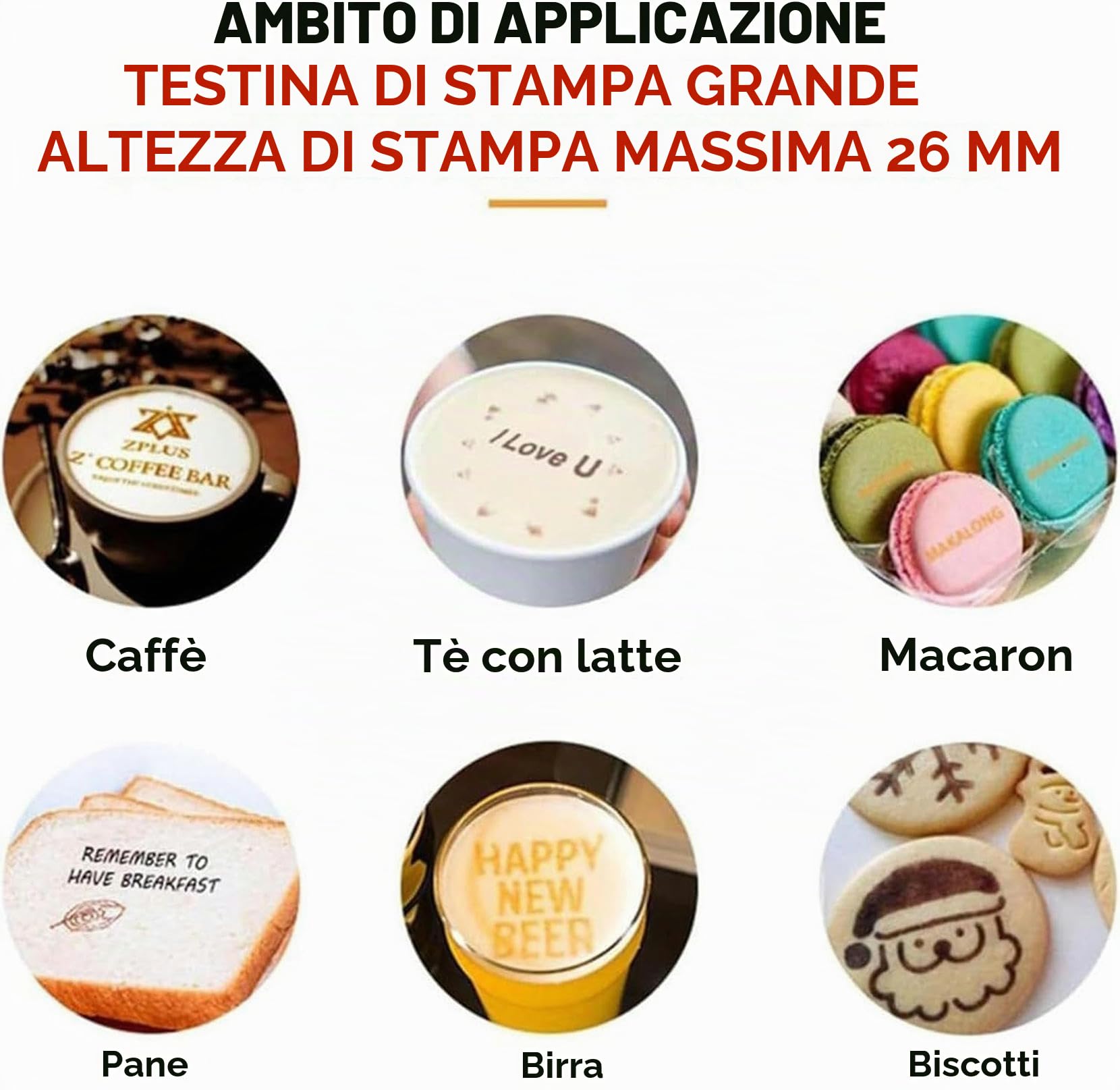 Penna Stampante Alimentare Portatile e Stampante a Getto d'inchiostro commestibile con Controllo App, Macchina da Stampa WiFi, Macchina per Torte, caffè, Dessert, Decorazioni Fai da Te