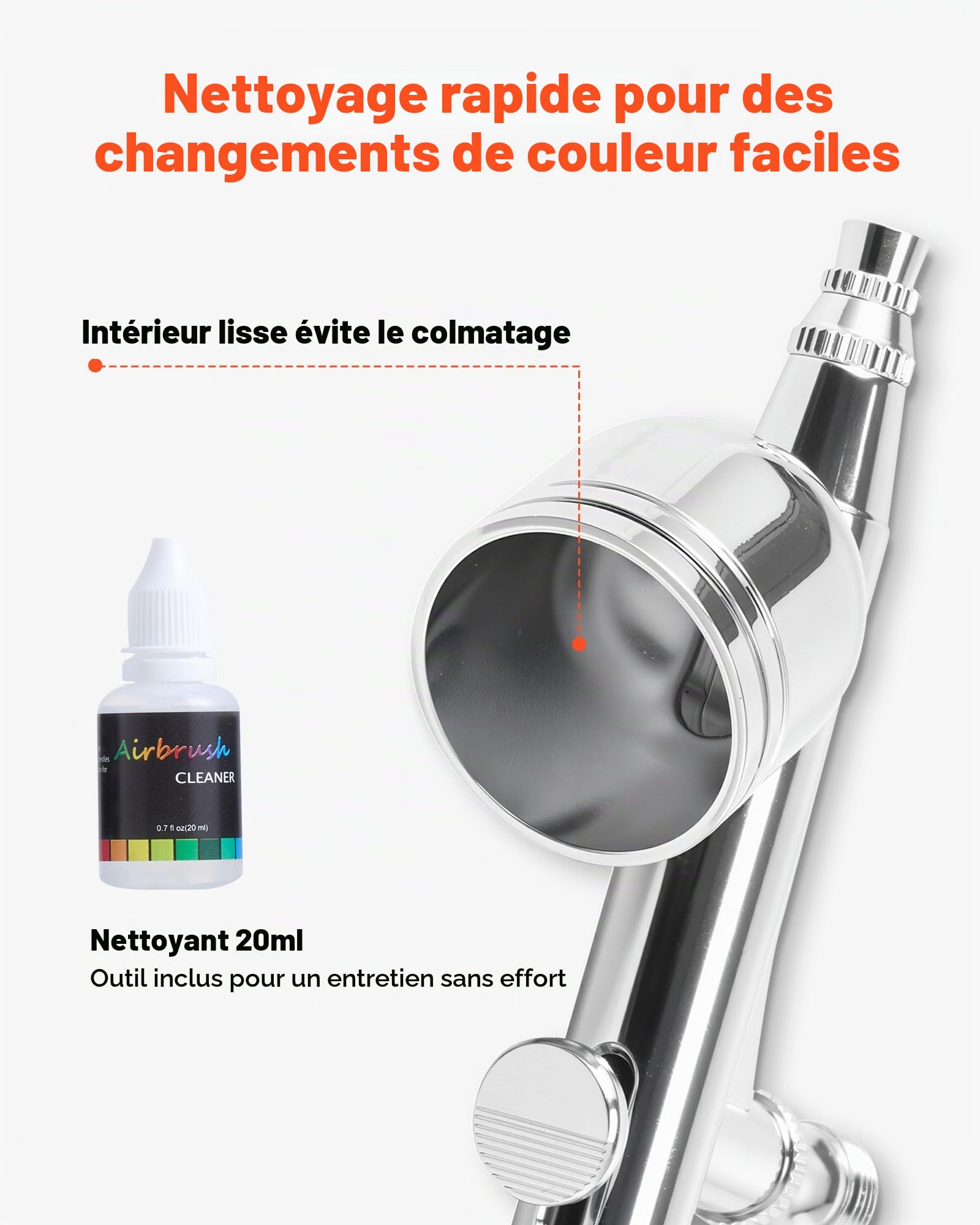 VEVOR Kit Aérographe avec Compresseur d’Air 1/6 HP et Réservoir, Compresseur Aérographe avec 1 Pistolet à Double Action, 3 Buses, Peinture Acrylique, pour Décoration Pâtisserie Onglerie Modélisme