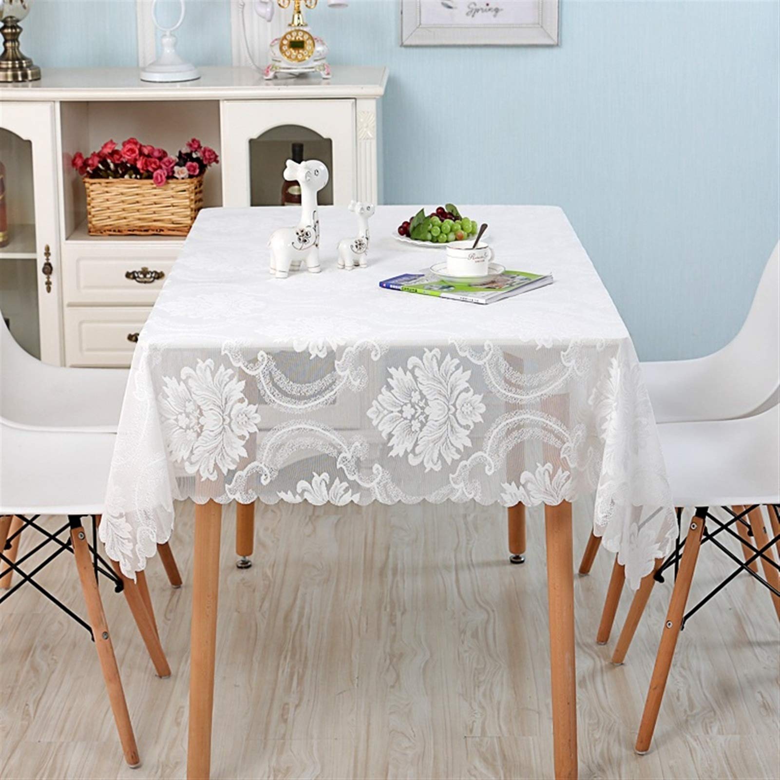 Weiße Spitze Tischdecke Einfache weiße Jacquard Literarische Spitze Tischdecke Klavier-Kabinkasten (Color : W (White 60x60cm)