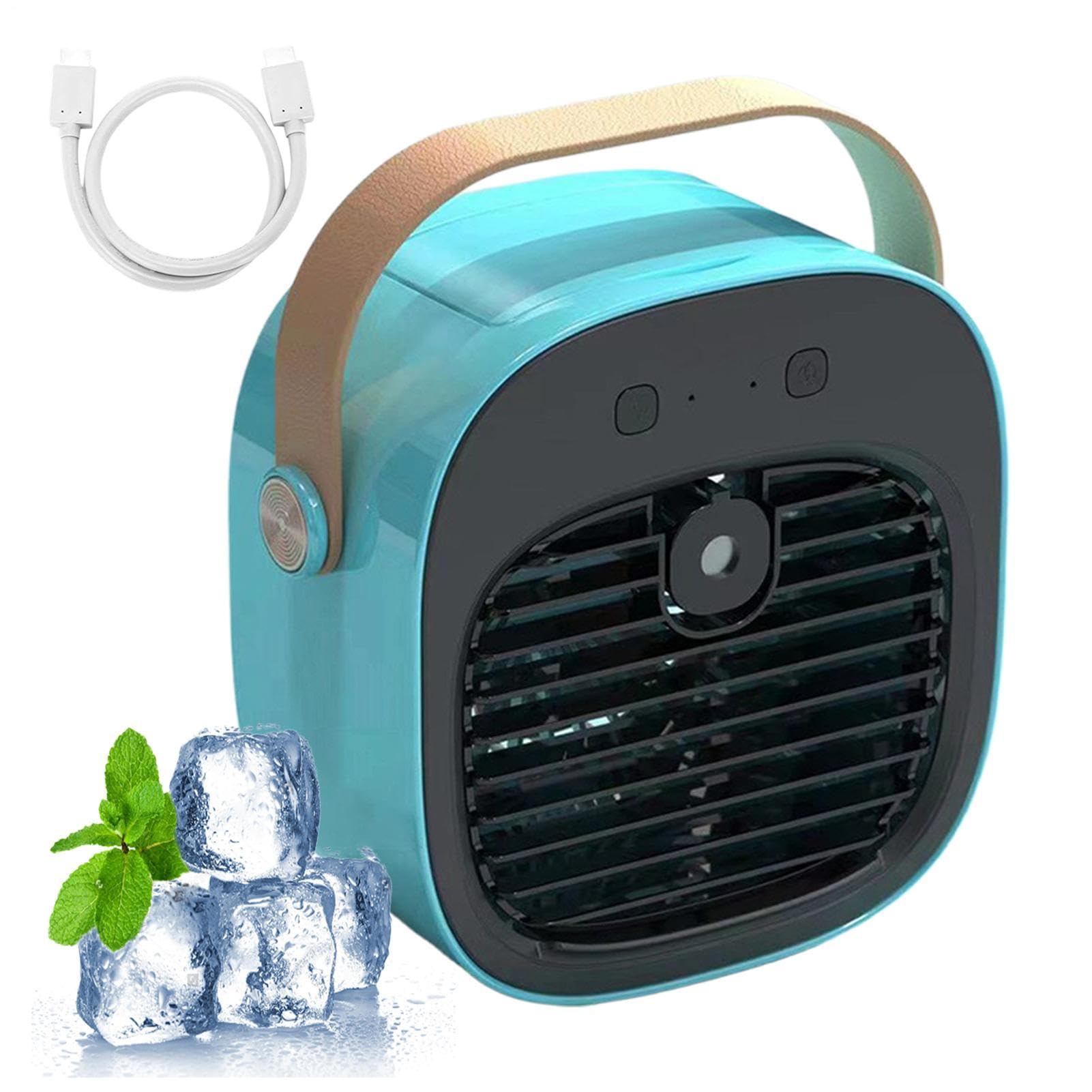 Ventilatore Scrivania Portatile Ricaricabile Con 3 Velocità Regolabile | Ventilatore Portatile Con Nebulizzazione D'Acqua per piano di lavoro, camera da , comodino, ufficio domesti