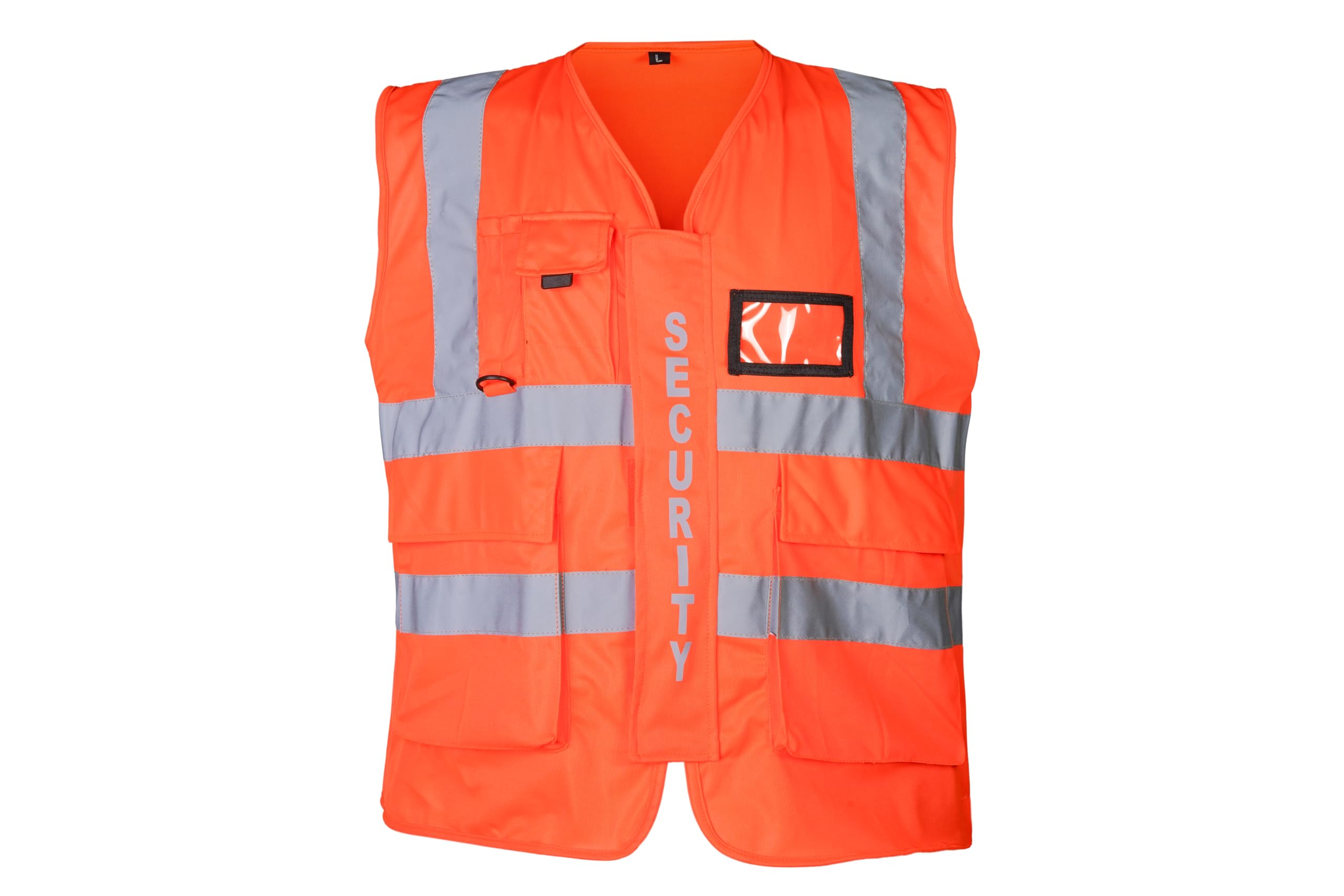 High Visibility Slim Security Vest | Reflective Lightweight Safety Gear | Sizes Small to 5XL Available (Orange-XL)