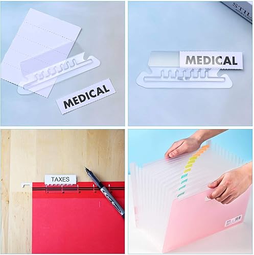 Miniatura 6 de PAXCOO - 50 juegos de pestañas para carpetas de archivos, pestañas e insertos para carpetas colgantes