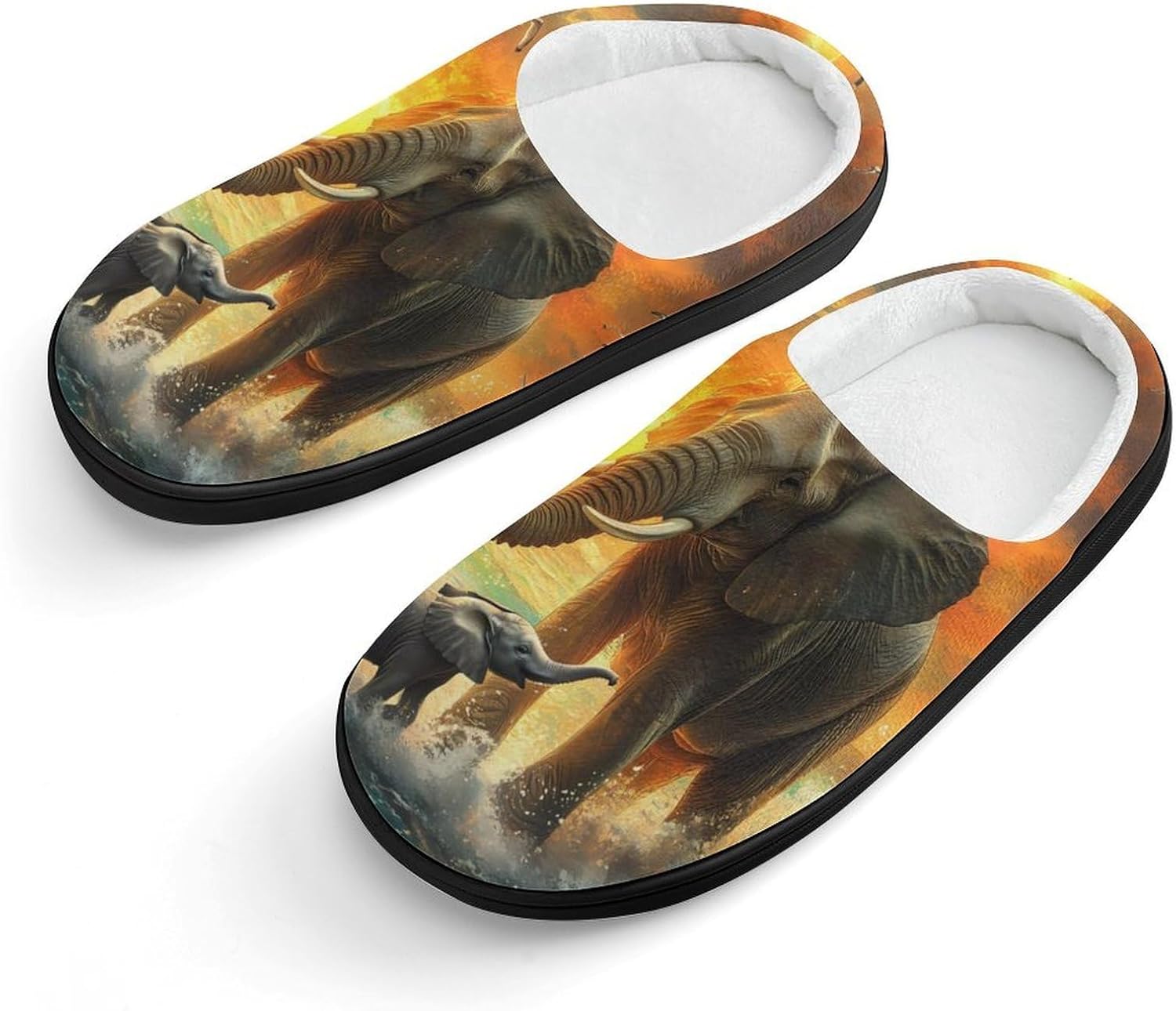 Colorful Seaside Elephants Slippers - Warm Comfort