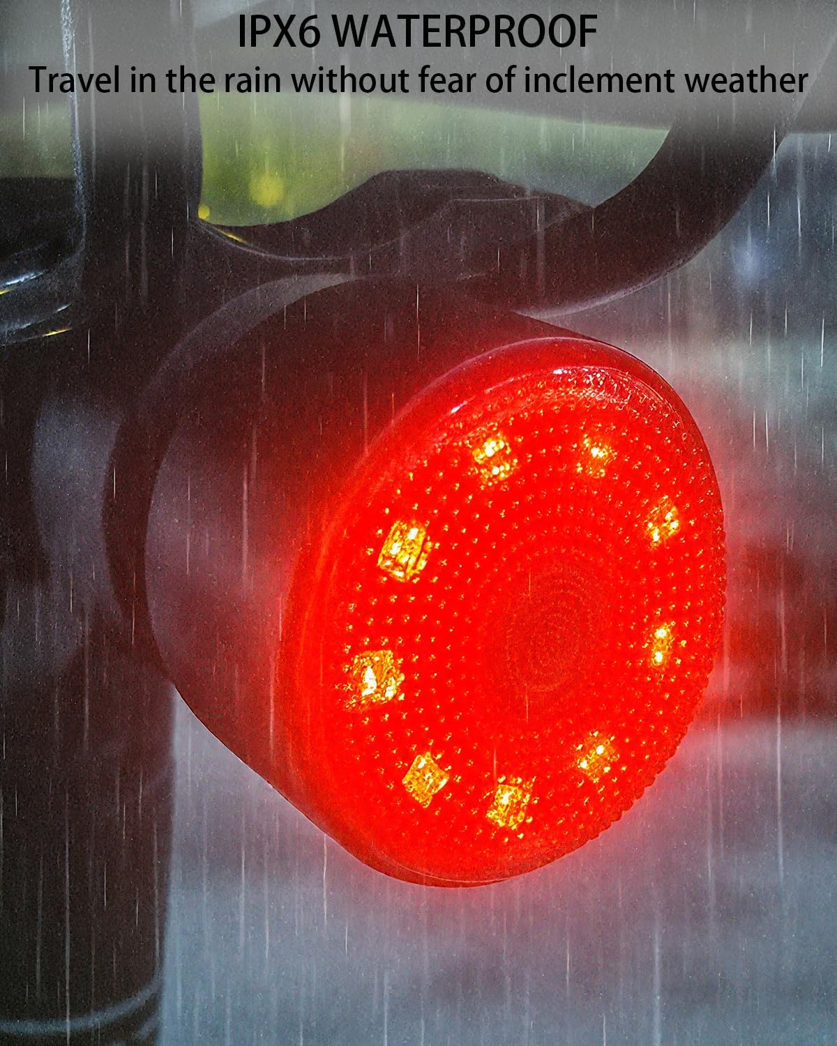 Smart Bike Tail Light, Brake Sensor, 4 Modes 7 Colors Rear Bike Light, Type-C Charging, IPX6 Waterproof Super Bright LED Bicycle Rear Light, for Road, Mountain and Commuter Bikes