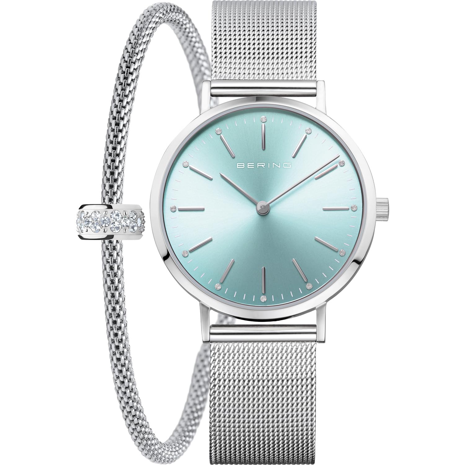 BERING Orologio Da Donna Al Quarzo, Collezione Classic, Cassa In Acciaio Inossidabile, Vetro Zaffiro, Quadrante Blu, Impermeabile 3 ATM