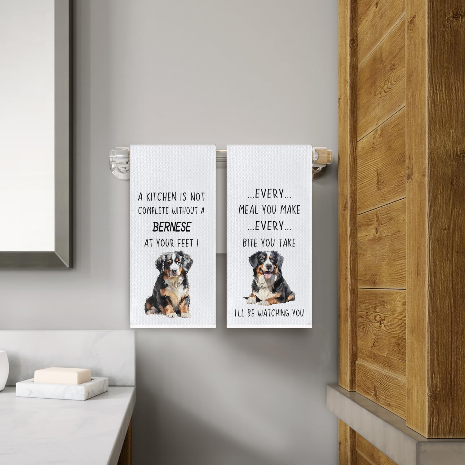 Bernese Mountain Dog Gifts Kitchen Towels, Gifts for Dogs Lovers Dish Tea Towels, Funny Bernese Mountain Dog Decorative Hand Towel for Kitchen, 16x24 Inch Set of 2 - Image 4