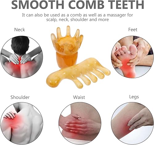 Miniatura 6 de GLEAVI Gua Sha Stone - 4 piezas de peine de masaje corporal masajeador manual cuero cabelludo masajeador facial herramienta de masaje facial masaje