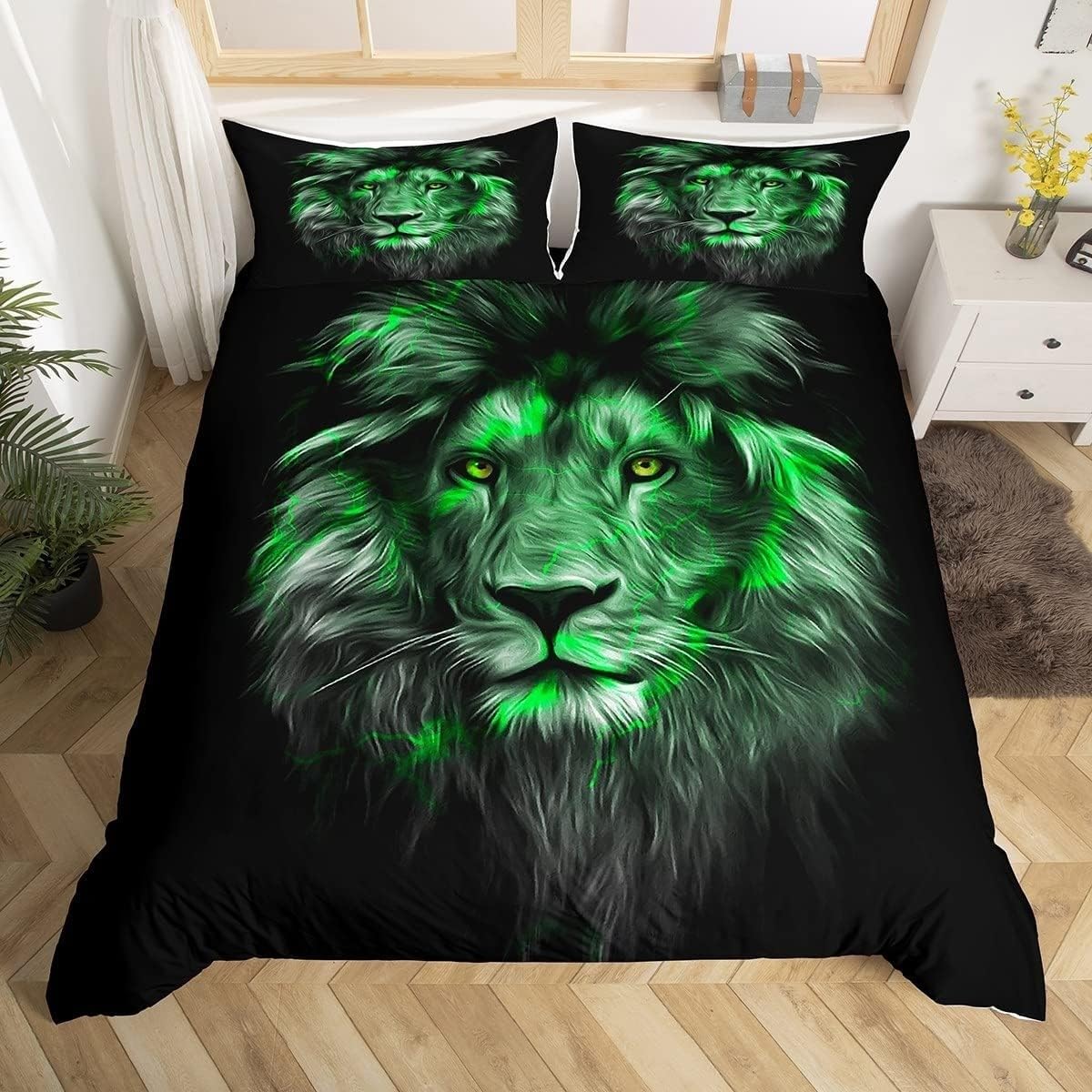 Housse de couette 140x200 lion avec fermeture éclair pour un lit d'enfant net