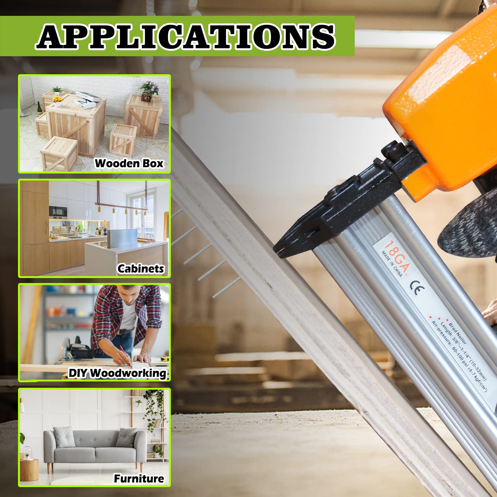 Kimsing - Chiodi di finitura zincati a 18 gauge 1 1/4" per chiodi Brad Nailer 5.000 pezzi per scatola (12)