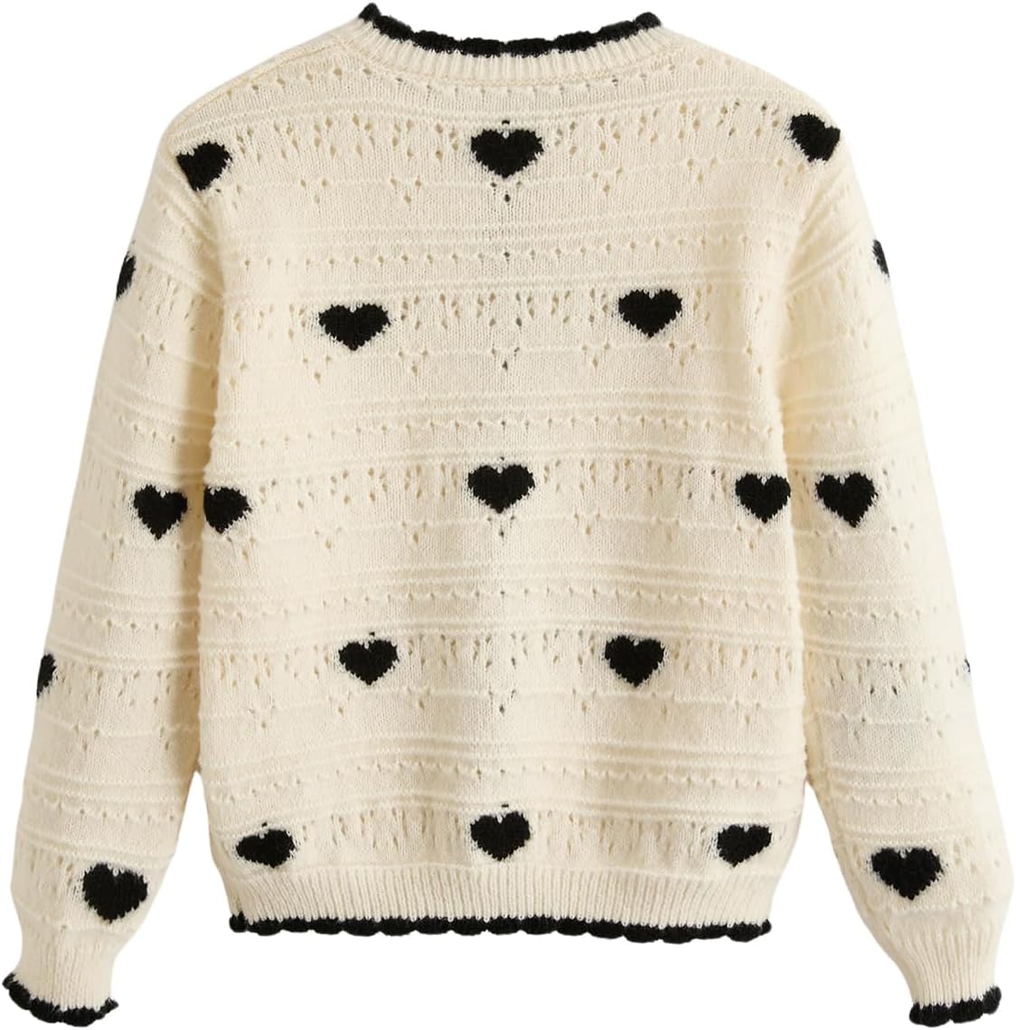 Girl's Heart Cardigan Sweater Cute Button Down Sweater Fall Round Neck Drop Shoulder Cardigans Knit Top - Image 2