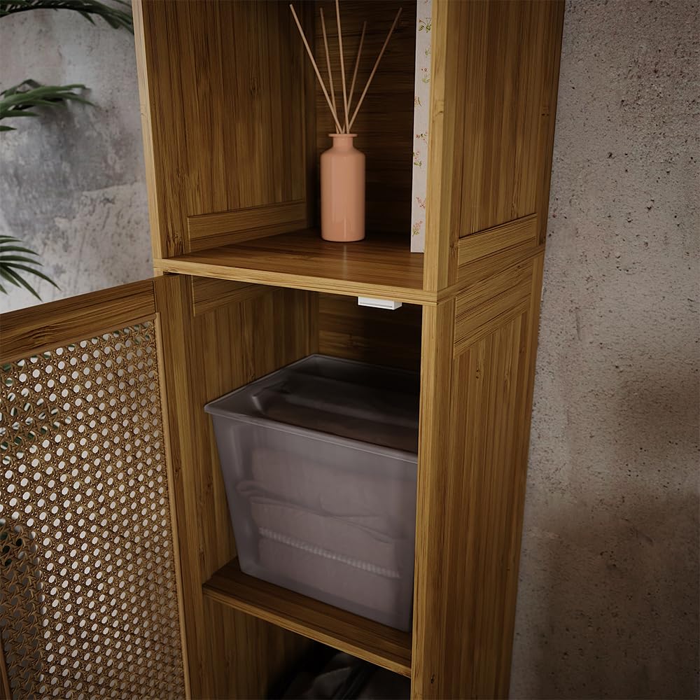 Vicco Mobile da bagno Liora, Bambù, 30 x 170 cm, per la conservazione di articoli da bagno e asciugamani