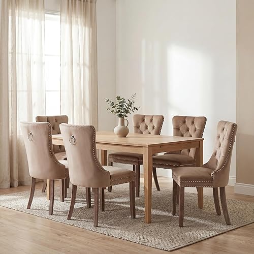 Miniatura 37 de Sillas de Comedor Juego de 4 sillas de comedor de terciopelo azul claro, Silla tapizada de tela para cocina y comedor, sillas de comedor modernas de