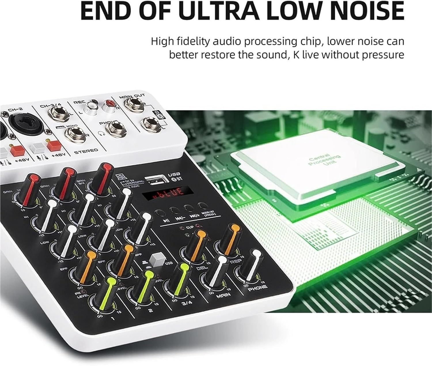 Dj Controller, Mixer Dj Controller with Bluetooth USB, 4/8Channel Mixer for Pc Recording