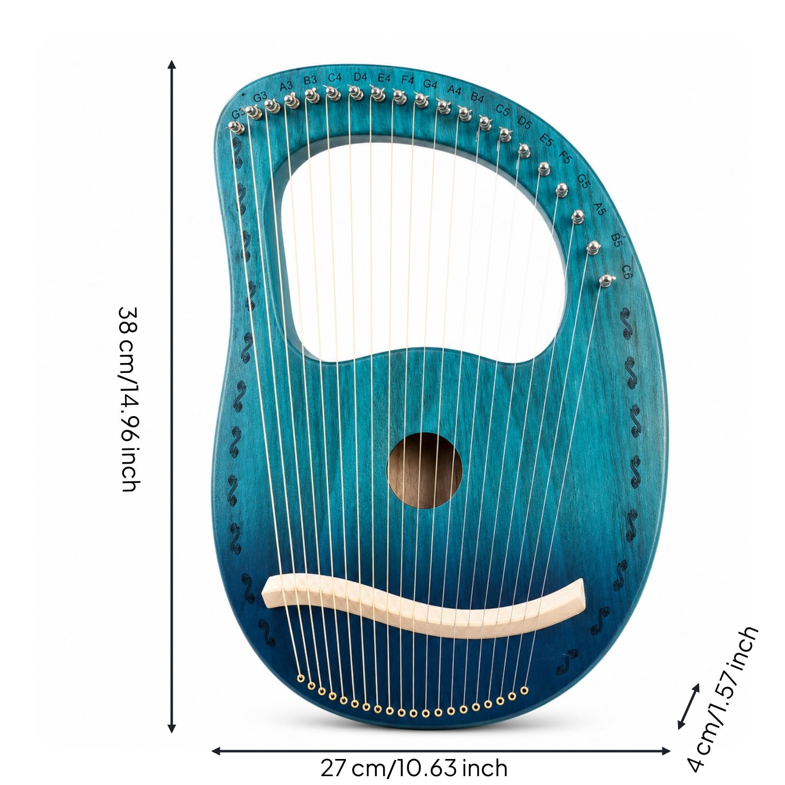 Arpa con 19 Corde Compatta Strumento a Corda a Scatola Scatola Portatile Strumento per Studenti, Musicisti, Studio, Blu Marino