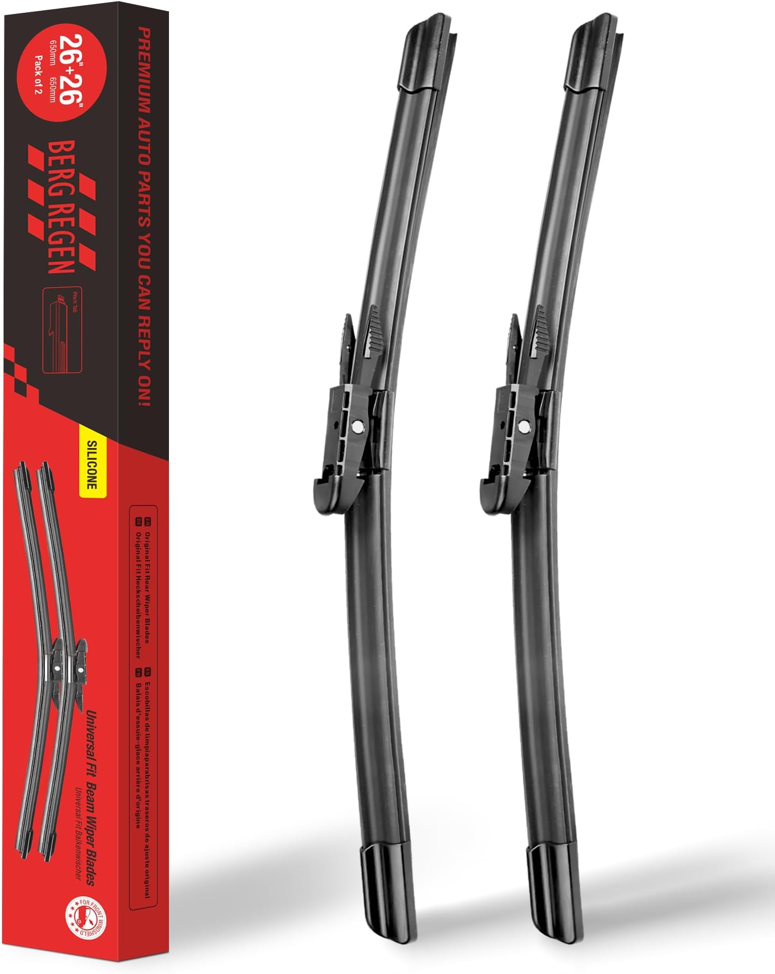 26"+26" Silicone Windshield Wiper Blades Replacement for Ford Fusion 2020 2019 2018 2017 2016 2015 2014 2013 Audi Q7 08/15-03/06 OEM Quality All Weather Wiper Blades-Pinch Tab (Set of 2)