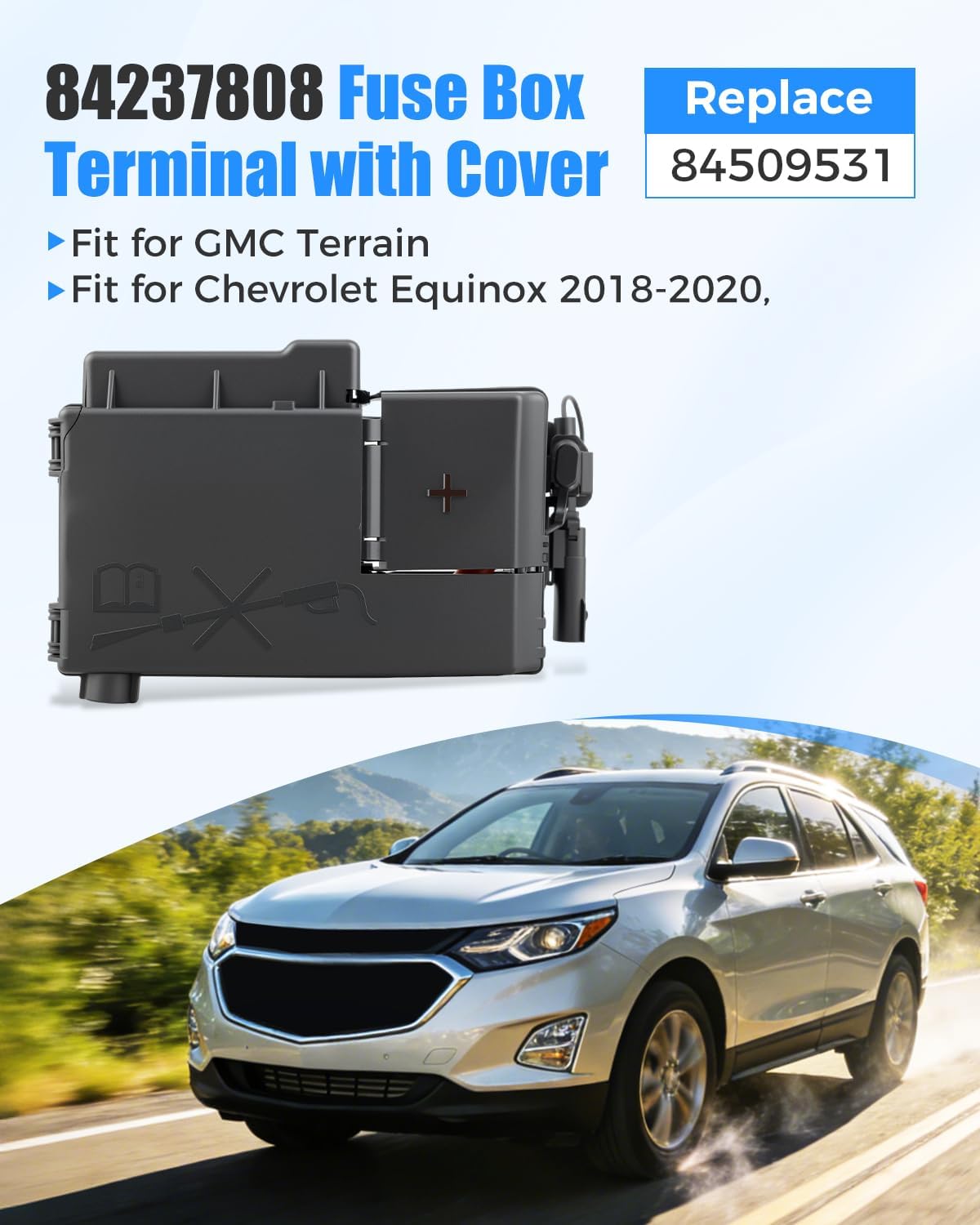 84237808 Fuse Box Battery Terminal with Cover Fits for GMC Terrain Chevrolet Equinox 2018 2019 2020 L4 Engine, Replacement 84509531