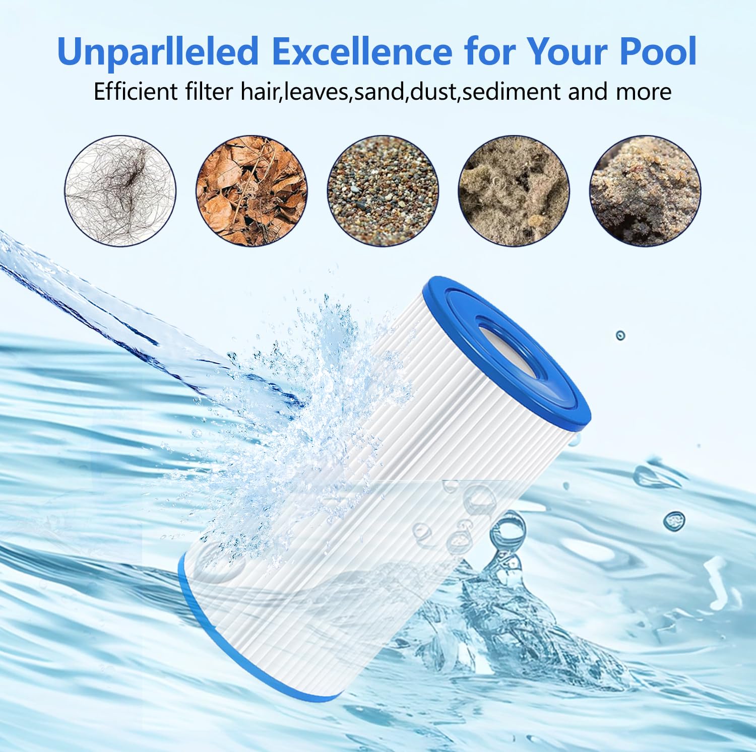 Lot de 4 cartouches filtrantes de type A ou C pour pompe de filtration Intex 59900E et 29000E, filtres lavables pour piscine 500, 530, 800, 1000 et 1500 GalHr