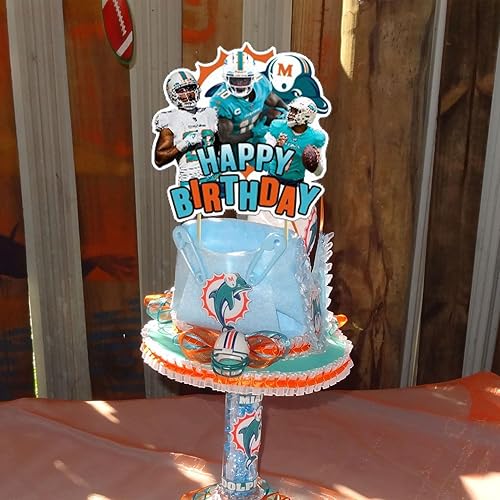 Miniatura 5 de Decoraciones de fiesta de delfines, suministros de fiesta de cumpleaños de delfines, incluye pancarta, decoración para tartas, 12 adornos para