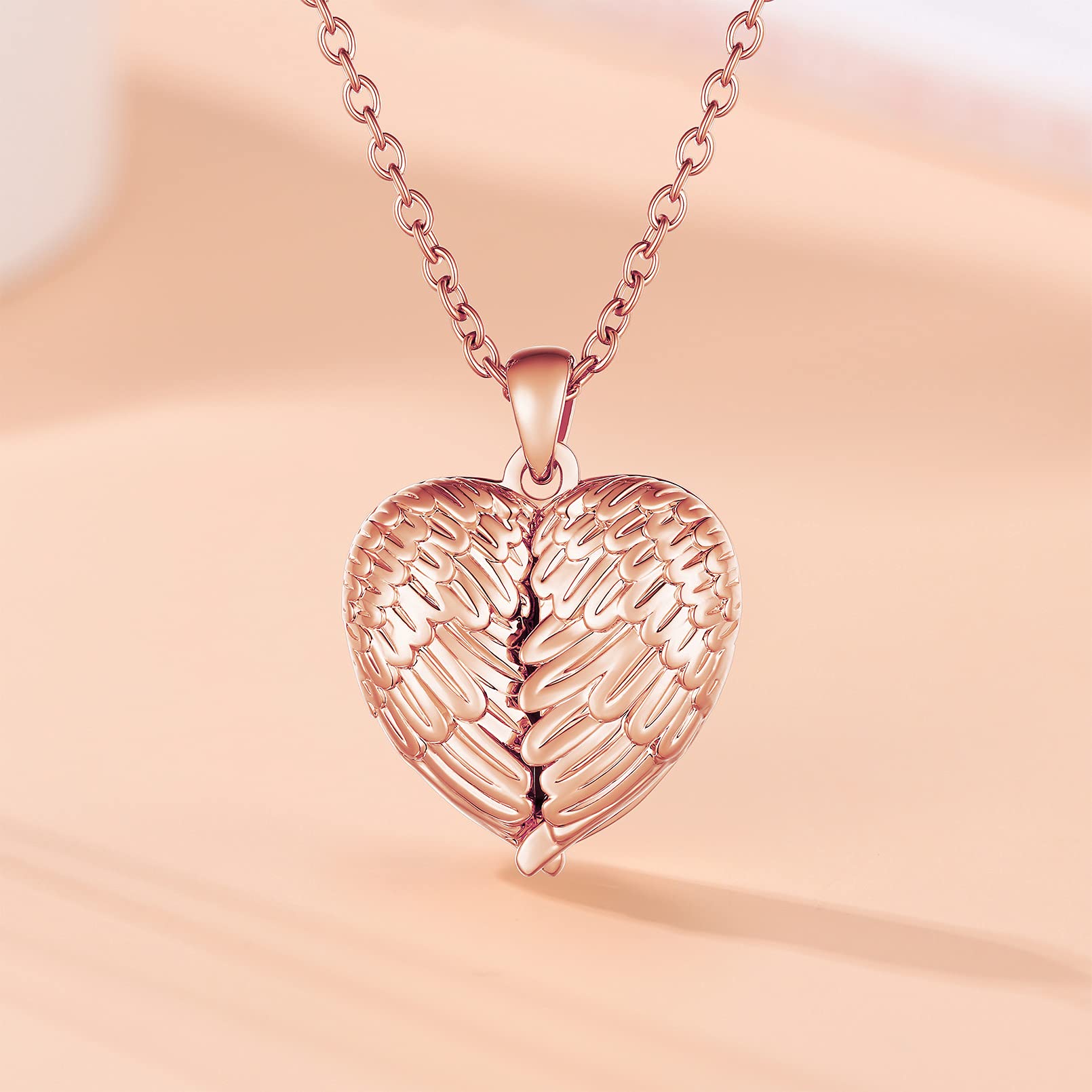 Custom4U Collar Foto Personalizada Mujer Alas de Angel Colgante Corazón Romántico Joyería Memorial Pareja Regalo Día Valentín Aniversario